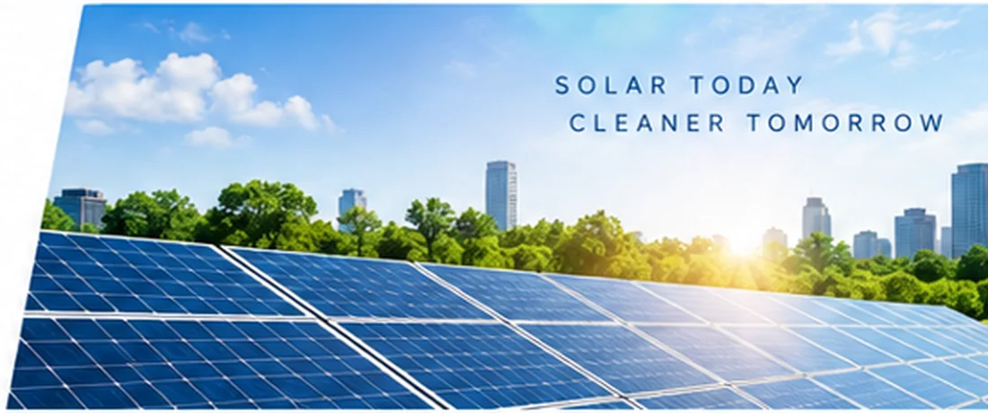 Solar PV panels under a bright sky